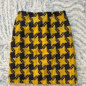 Boden Yellow and Navy Houndstooth Mini Skirt